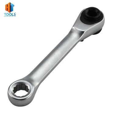 China Carbon Steel Metric Socket Wrench Hand Tools Offset Ring Spanner Reversible 60 Double Tooth for sale