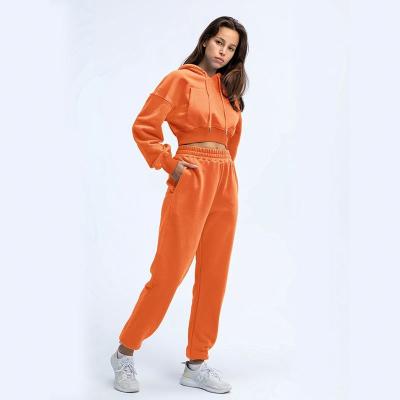 China 2021 Hot Sale Women's Fashion Tracksuit Solid Color Breathable Long Sleeve Tracksuit Sets Hoodie Tracksuit Set for sale