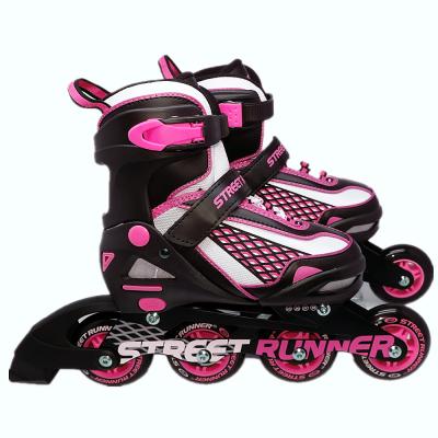 China EVA Wholesale Custom Adult Pink Integrated PU 4 Series Adjustable Roller Skates for sale