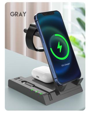 China Multifunctional Magnetic Fast Mobile Phone 6 in 1 Dock Mobile Phone Holder Wireless Charging Wireless Charger for sale