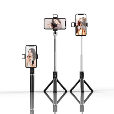 China 2021 Rotatable New High Quality Simple Sufficiency Light Stainless Steel Tube Mobile Phone Selfie Stick for sale