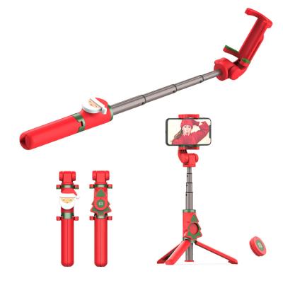 China ABS+PC+ Aluminum Alloy New Design Christmas Soft And Flexible Portable Mobile Phone Selfie Stick for sale