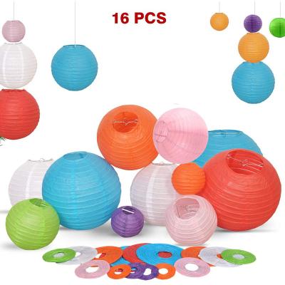 China 16 Piece Decorative Multicolor Party Chinese Paper Lanterns - 4,6,8 and 10 inch for sale