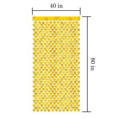 China Aluminum 6.5ft*3ft Heart Aluminum Curtain Party Backdrops For Wall, Gold Foil Fringe Curtains for sale