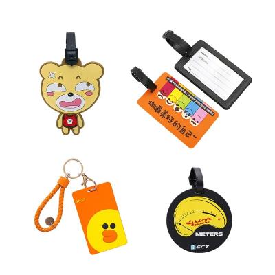 China Luggage Accessories Fast Soft Cartoon Logo Travel Luggage Bag Tag Custom Made PVC Round Suitcase Name Tag Shipping for sale