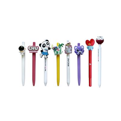 China Factory Cartoon Topper Custom Pencil Pen OEM Directly Silicon Pen Charm 2D Pen Cute Surprising Promotional Cap for sale