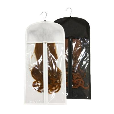 China Wholesale Recyclable Hair Extension Bag And Hanger Custom Logo Printed Hair Extention Hanging Wig Packaging Bags for sale