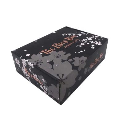 China Recyclable Custom Packaging Apparel Gift Fold Out Black Paper Boxes With Logo Printed For Socks Packaging Accessories for sale