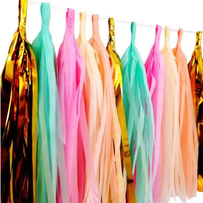 China Wholesale Tassel Garland Hanging Flower Foil Tissue Paper Streamers Flames Party Props Decoration Hanging Flower Tissue Wallpaper for sale