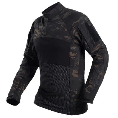 China Black Multicam Breathable Tactical Camouflage Shirt Military Army Combat Shirts Camouflage Men Long Sleeve Quick Dry Outdoor Rise Hunting Shirt for sale