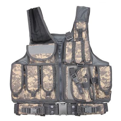 China Airsoft Hunting Vest Police Vest Wargame Body Armor Sports Wear Molle Assault Military Carrier Strike Vest With Holster CP5-001 for sale