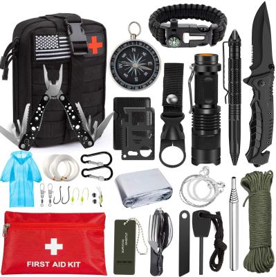 China Emergency Easy Carry Survival Kit 47 In 1 Professional Emergency First Aid Tool Gear Survival SOS Kit Tactical Pliers Flashlight Knife Park for sale