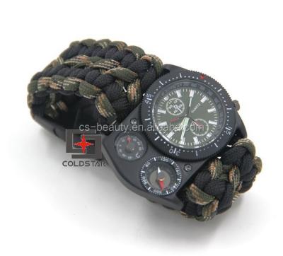 China Travel Kit Watch With Survival Flint Outdoor Sports Outdoor Camouflage Compass Rescue Whistle Camping Rope for sale