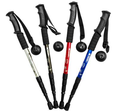 China EVA Outdoor Trekking Poles 4 Pole Aluminum Alloy Canes Nordic Telescopic Stick Equipment Cane Hiking Camping Rods for sale