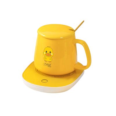 China Viable Hot Selling Temperature Control Heating Mug Ceramic Mug With Spoon Heated Electric Coffee Mug Heater Heats Mugs for sale