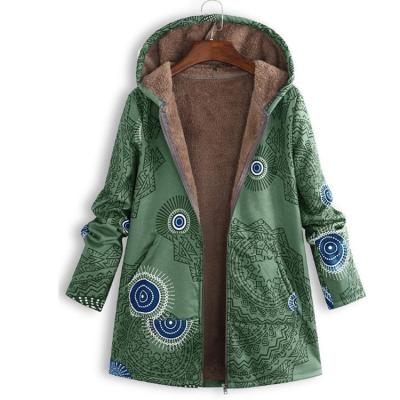 China Factory wholesale waterproof women winter coat printed pocket hoodie jacket women age grade fashion fleece for sale