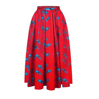 China African women plus size good quality dress pop style lady printing fluffy pleated long skirt women big size skirt for sale