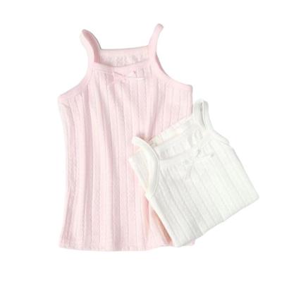 China QUICK DRY 100% Cotton Child Girls Summer Tank Top Spaghetti Strap Sling Sleeveless Vest for sale