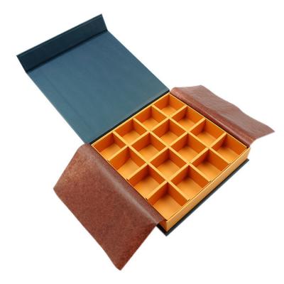 China Custom Rigid Cardboard Chocolate Packaging Box With Divider And Greaseproof Paper for sale