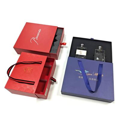 China Paper Cardboard Rigid Gift Box Luxury Wine Bottle Packaging Box Sliding Drawer for sale