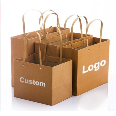 China Household Storage Bags Custom Logo Kraft Paper Bag with Disposable Patch Handle for sale