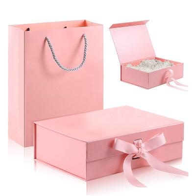 China Cardboard Folding Paper Box With Bow Ribbon Magnetic Closure Luxury Mailer Boxes for sale