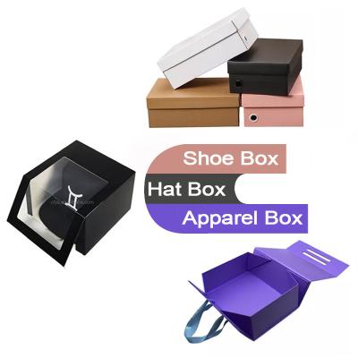 China Environmental Material Custom Own Logo Shoe and Clothing Paper Box Flip Hat Display Box for sale