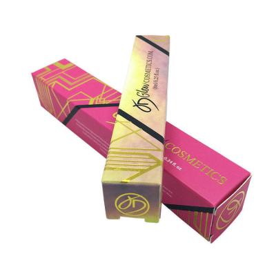 China Matt Lamination Cosmetic Packaging Box Recycled Relief Pattern Lip Gloss Packaging Box for sale