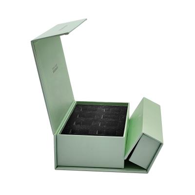 China Flip Cover Rigid Gift Box Skincare Custom Magnetic Box Packaging With Dividers Tray for sale