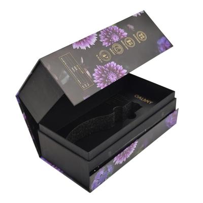 China Customized Rigid Cardboard Empty Flip Flat Bottle Packaging Box With EVA Insert For Skin Care Product Set for sale