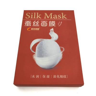 China Customized Product Packaging Top Tuck Color Box Embossed Texture Art Paper Box White Cardboard Makeup Box Packaging for sale