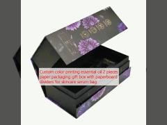 Custom color printing essential oil 2 pieces paper packaging gift box with paperboard dividers for skincare serum bag