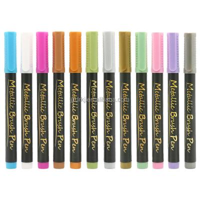 China Painting Neutral soft head metal marker pen 12 color water-based paint pen color DIY marker marker pen for sale