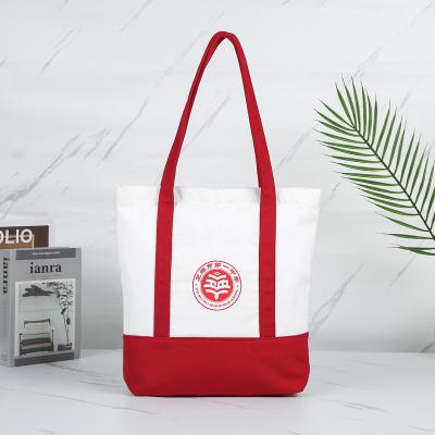 China Fashion Wholesale Custom Print White Logo Cotton Canvas Tote Bag Cheap Reusable Shopping Bags for sale