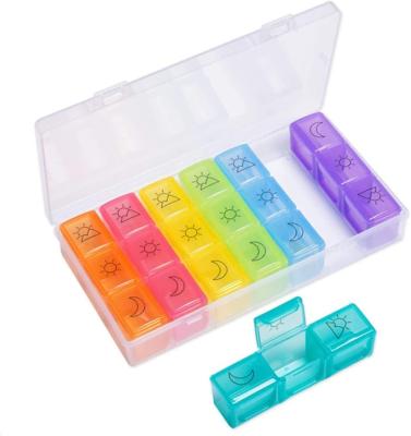 China Eco-friendly Weekly Pill Organizer 7 3 Times Pill Organizer Pill Box Storage Weekly Day Cases And Packaging Medicine Case Pocket Storage Case Travel Pill Box Every Week for sale