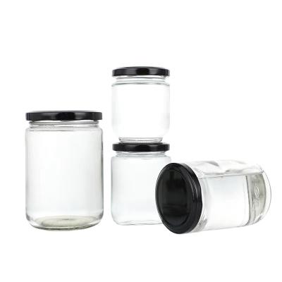 China Beverage Factory sales High Grade Hexagon Glass Honey Jars Jam Sauce  Storage Bottle with Metal Lids for sale