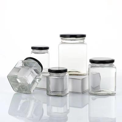 China Beverage Factory Wholesale square glass honey jars with meal lid for sale