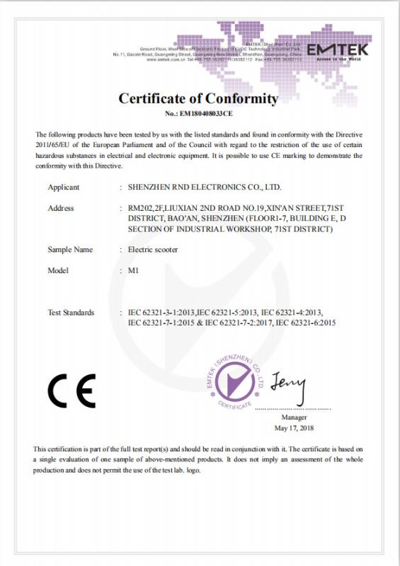 CE - Shenzhen RND Electronics Co., Ltd.