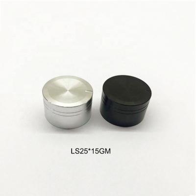 China 25x15mm Black and Silver Aluminum Knurled Shaft Rotary Knob Aluminum and Plastic Insert for sale