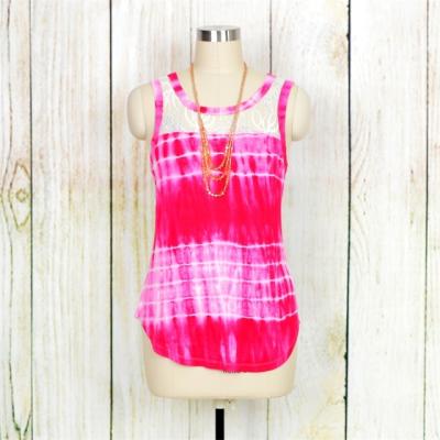 China Anti-Shrink Women Tie Dye Tank Tops With Lace Back for sale