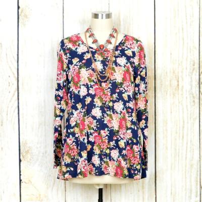 China Anti-Shrink wholesale custom ladies long sleeves floral tops for sale