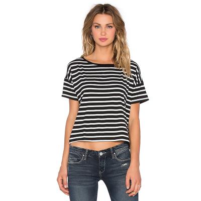 China Black 1 Dollar Anti-Pilling Stripe T-shirts 100% Polyester Shorts White T-Shirt for sale