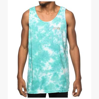 China Fashion Anti-pilling Men's Blue Tie Dye Tank Top 100 Cotton Wholesale for sale