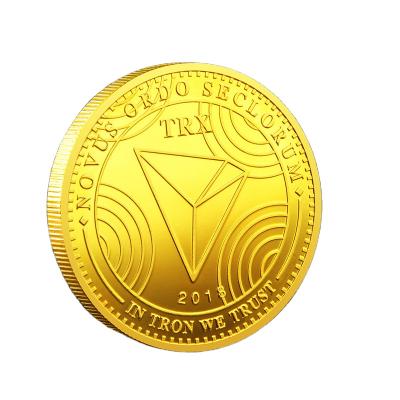 China Durable Metal Brand Gold Coin Virtual Physical Money Plated Commemorative TRX Coins Collectible Coin for sale