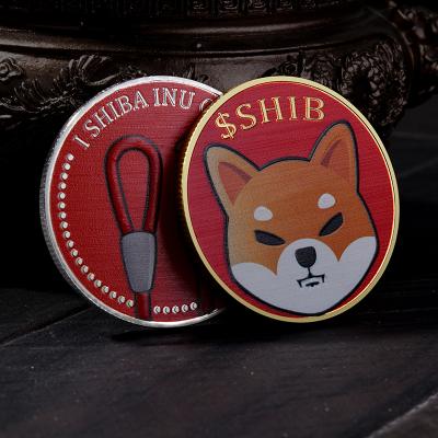 China Retro Souvenir Shiba Inu Collection Coin Cute Shiba Inu Metal Doge Coin UV Printing Shiba Inu Coin for sale