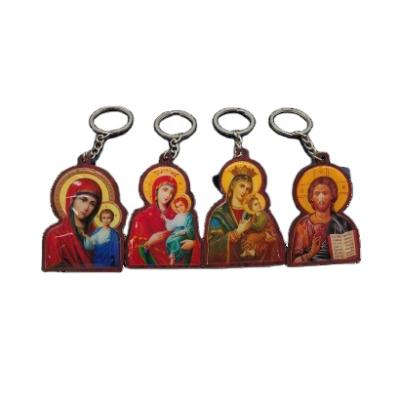 China Europe good quality promotional fashion photo wooden portrait religious hot selling key chain for sale