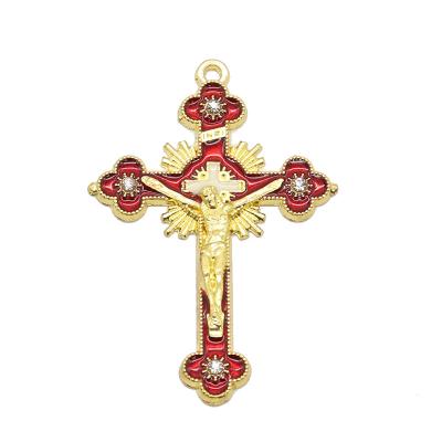 China Durable Catholic Exquisite Car Jesus Color Main Cross Jewelry Necklace Religion Christianity Chain Pendant for sale