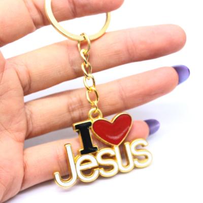 China Durable I Love Jesus Keychain Pendant Keychain Jesus Love Christian Gift Religious Jewelry for sale