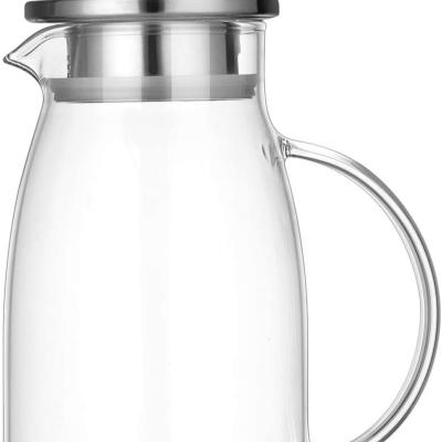 China Morden Glass Iced Tea Pitcher with Stainless Steel Strainer Lid for sale