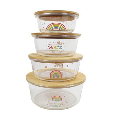 China Heatable Factory Produced Passionate Eco Take Away Food Packaging Kids Round Glass Lunch Bento Box for sale